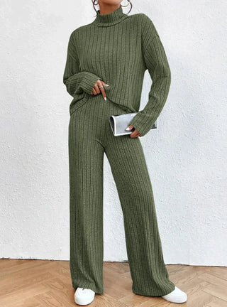 Helene - Stickade byxor - Turtleneck-jumper