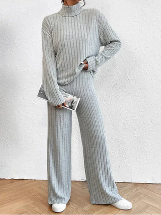 Helene - Stickade byxor - Turtleneck-jumper