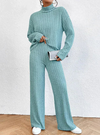 Helene - Stickade byxor - Turtleneck-jumper