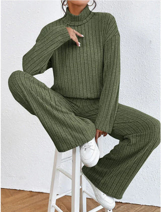 Helene - Stickade byxor - Turtleneck-jumper