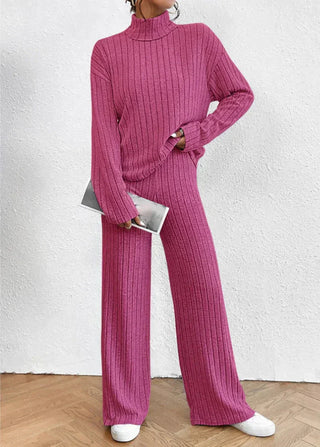 Helene - Stickade byxor - Turtleneck-jumper