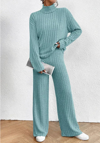 Helene - Stickade byxor - Turtleneck-jumper