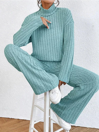 Helene - Stickade byxor - Turtleneck-jumper