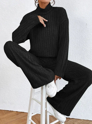 Helene - Stickade byxor - Turtleneck-jumper