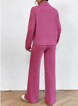 Helene - Stickade byxor - Turtleneck-jumper